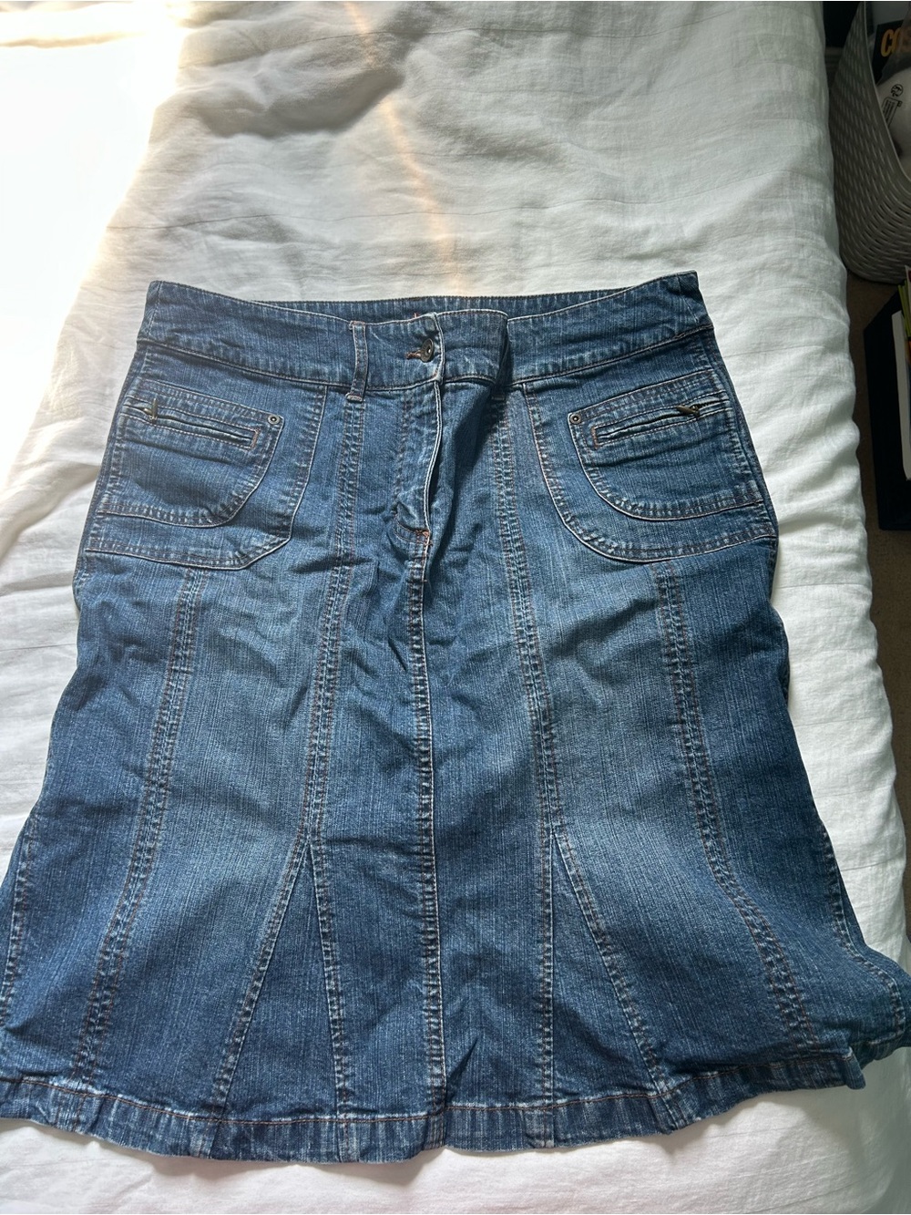 Women's Blue Denim A-Line Panel Skirt